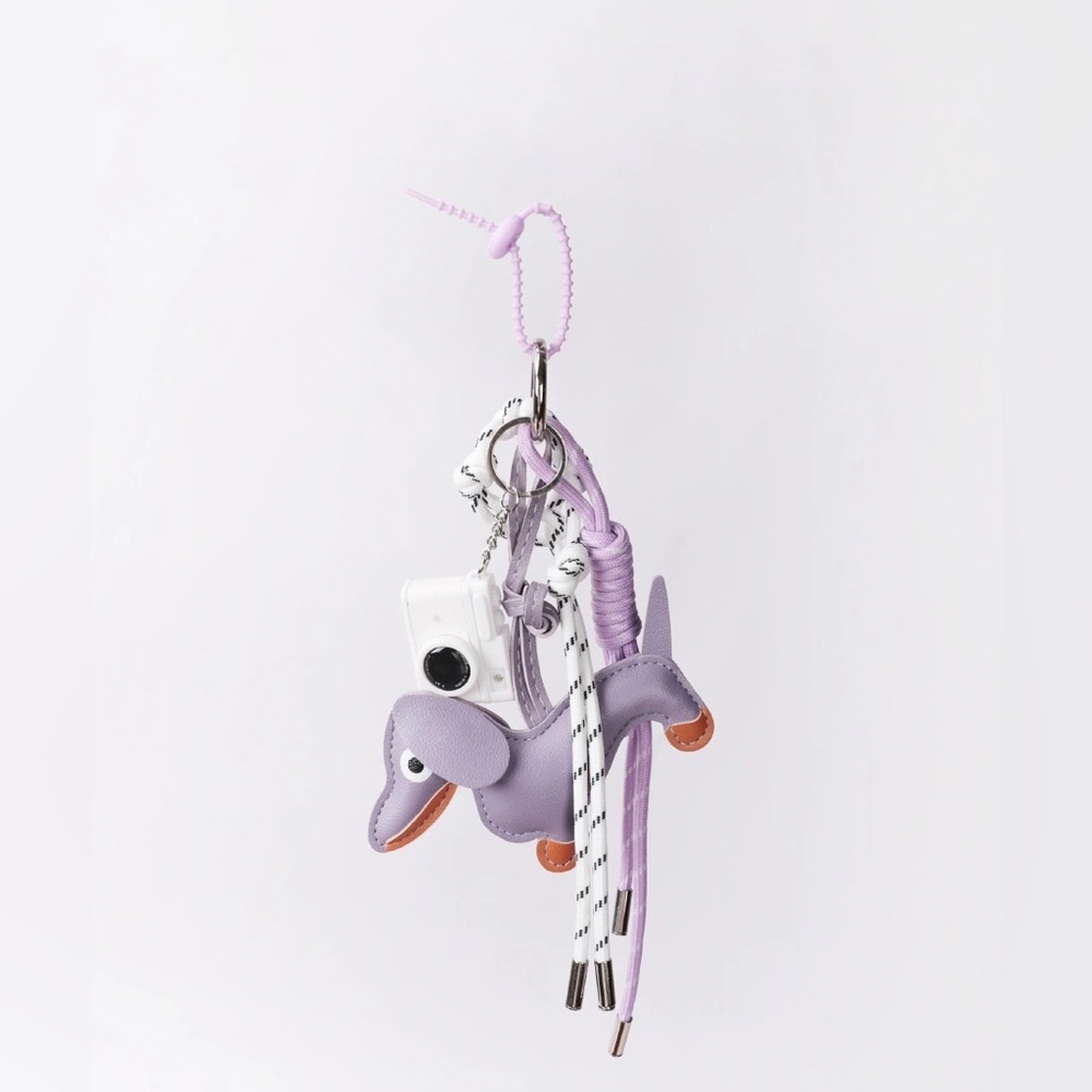 Purple Dachshund bag charm